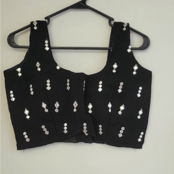 Black Sequin Zari Embroidery Work Lehenga Choli - Picture 5 of 9